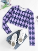 ZAFUL Cropped Argyle Lettuce Trim Layering Tee L Light purple