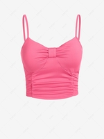 ZAFUL Cropped Bowknot Bustier Ruched Cami Top L Light pink