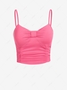 ZAFUL Cropped Bowknot Bustier Ruched Cami Top S Light pink