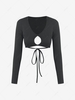 ZAFUL Cropped Cut Out Tied Open Back Tee Xl Black