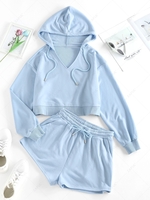 ZAFUL Cropped Drawstring Two Piece Tracksuit S Light blue