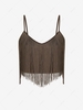 ZAFUL Cropped Fringed Front Cami Top L Deep coffee