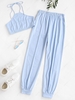 ZAFUL Cropped Halter Top and Jogger Pants Set Xl Light blue