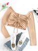 ZAFUL Cropped Ribbed Cinched Front Tee Xl Light coffee
