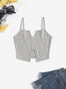 ZAFUL Cropped Ribbed V-notched Cami Top S Gray