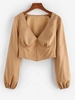 ZAFUL Cropped Ruched Corset-style Top Xl Light coffee