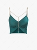 ZAFUL Cropped Ruched Metal Chains Cami Top L Deep green