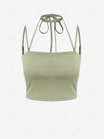 ZAFUL Cropped Strappy Halter Tank Top L Light green