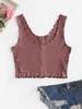 ZAFUL Cropped Textured Lettuce Trim Tank Top Xl Light pink