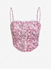 ZAFUL Cropped Tiny Floral Applique Lace Up Cami Top M Light pink