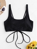 ZAFUL Cross Back U Neck Crop Bikini Top 2xl Black