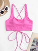 ZAFUL Cross Back U Neck Crop Bikini Top S Hot pink