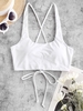 ZAFUL Cross Back U Neck Crop Bikini Top S White