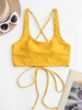 ZAFUL Cross Back U Neck Crop Bikini Top S Yellow