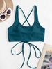 ZAFUL Cross Back U Neck Crop Bikini Top Xl Deep green