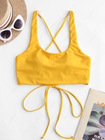 ZAFUL Cross Back U Neck Crop Bikini Top Xl Yellow