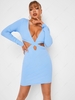 ZAFUL Cross Cut Out Bodycon Dress S Light blue