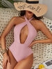 ZAFUL Cross Keyhole Cutout One-piece Swimsuit Xl Light pink