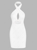 ZAFUL Cross Midriff Flossing Ribbed Cutout Dress M White