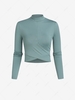 ZAFUL Crossover Hem Mock Neck Crop T Shirt L Light green