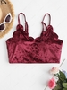 ZAFUL Crushed Velvet Scalloped Cropped Bikini Top Xl Deep red