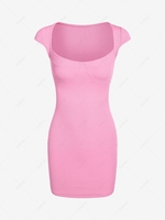 ZAFUL Cupped Ribbed Mini Bodycon Dress M Light pink