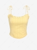 ZAFUL Curved Hem Tie Shoulder Frilled Cami Top S Light yellow