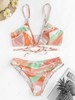 ZAFUL Cut Out Abstract Colorblock Wrap Bikini Swimwear S Multi a