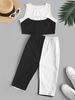 ZAFUL Cut Out Bust Colorblock Biker Shorts Set M Black