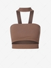 ZAFUL Cut Out Choker Ribbed Crop Top S Coffee