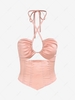 ZAFUL Cut Out Corset-style Criss Cross Halter Top M Light pink
