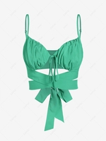 ZAFUL Cut Out Cropped Tie Back Criss Cross Cami Top L Green