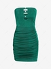 ZAFUL Cut Out Jersey Ruched Tube Mini Dress S Deep green