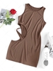 ZAFUL Cut Out Mini Bodycon Dress L Coffee