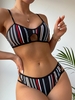 ZAFUL Cut Out Mixed Stripes Cheeky Bikini Swimwear S