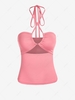 ZAFUL Cut Out Open Back Criss Cross Halter Tank Top M Light pink