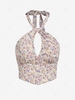 ZAFUL Cut Out Open Back Halter Ditsy Floral Crop Top M Light pink