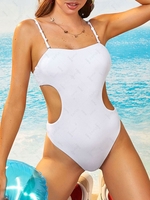 ZAFUL Cut Out Open Back Ribbed One-piece Swimsuit L White