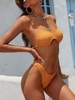 ZAFUL Cut Out Ribbed Cheeky Bikini Swimwear S Dark orange