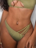 ZAFUL Cut Out Ribbed Strappy High Leg Bikini Bottom M Light green