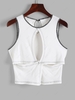 ZAFUL Cut Out Ribbed Topstitching Top S White