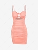 ZAFUL Cut Out Ruched Twisted Knotted Cami Bodycon Dress M Light orange