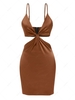 ZAFUL Cut Out Satin Cami Dress L Coffee