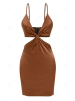 ZAFUL Cut Out Satin Cami Dress M Coffee
