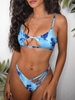 ZAFUL Cut Out Strappy Tie Dye Star-shaped Bikini Swimwear S Blue