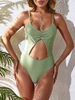 ZAFUL Cut Out Textured Ruched One-piece Swimsuit Xl Light green