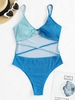 ZAFUL Cut Out Textured Two Tone O-ring One-piece Swimsuit Xl Blue