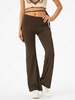 ZAFUL Cut Out Tie Waist Flare Pants L Deep coffee