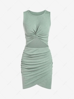 ZAFUL Cut Out Twist Ruched Tulip Tank Dress M Light green