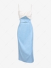 ZAFUL Cut Out Twist Two Tone Slip Midi Dress L Light blue